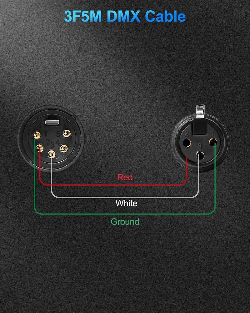 Palujorty 10'' DMX Converter, 5F3M and 5M3F for Stage Light and DMX Controller - Image 3